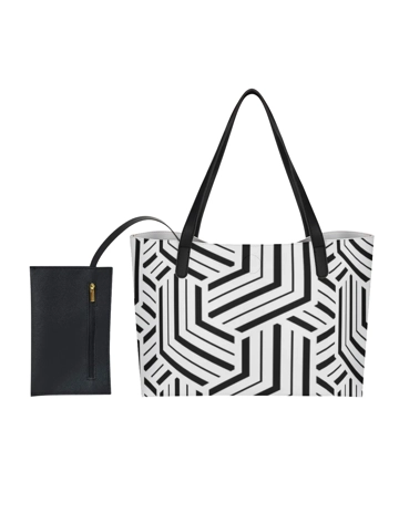 Motiff Tote with Black Mini Purse - White