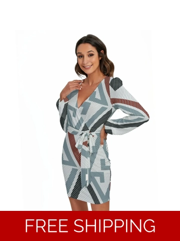 Motiff Long Sleeve Dress with Waist Belt