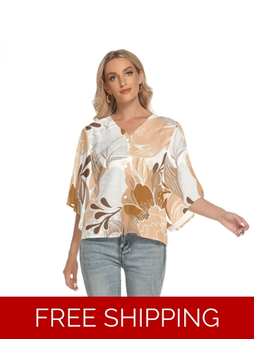 Motiff Shop Bat Sleeve V-Neck Top