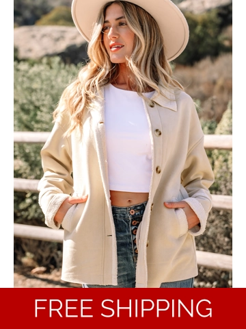 Parchment Suede Sherpa Lined Western Loose Jacket