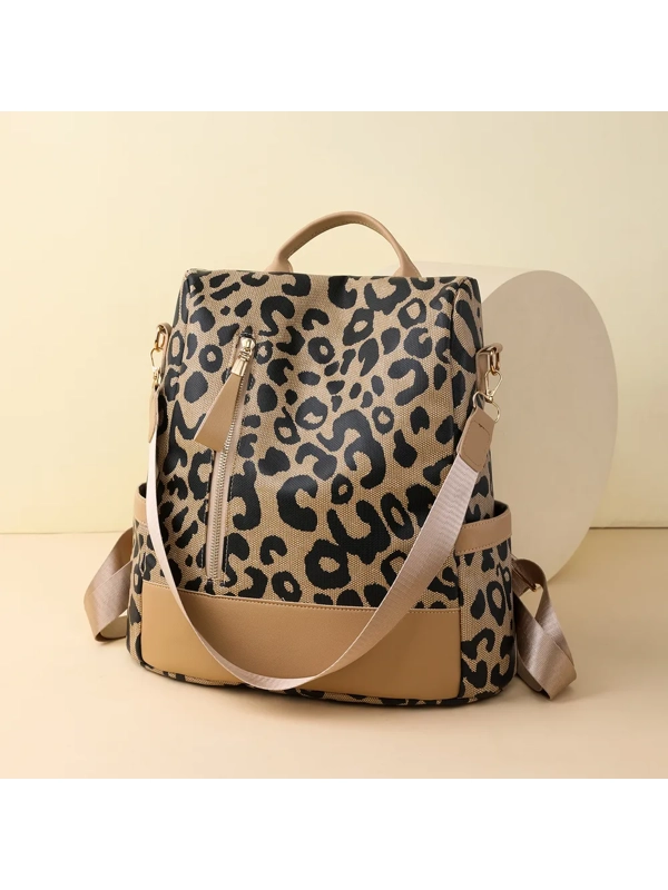 Leopard PU Leather Backpack Bag