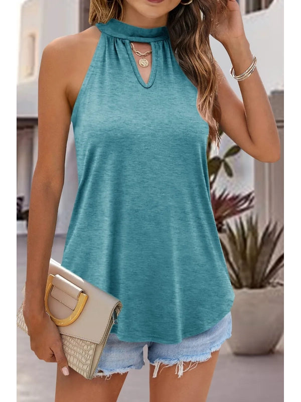 Tied Cutout Grecian Neck Tank