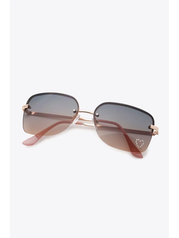 Rhinestone Heart Metal Frame Sunglasses