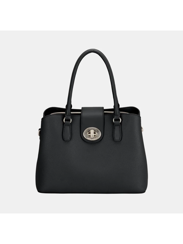 David Jones PU Leather Twist-Lock Tote Bag