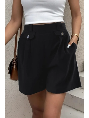Decorative Button Pocketed Shorts