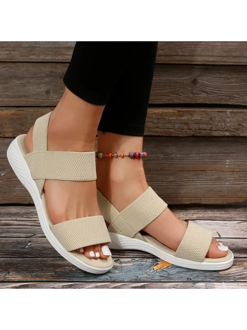 Rubber Open Toe Low Heel Sandals