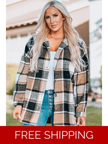 Plaid Print Buttoned Shirt Jacket