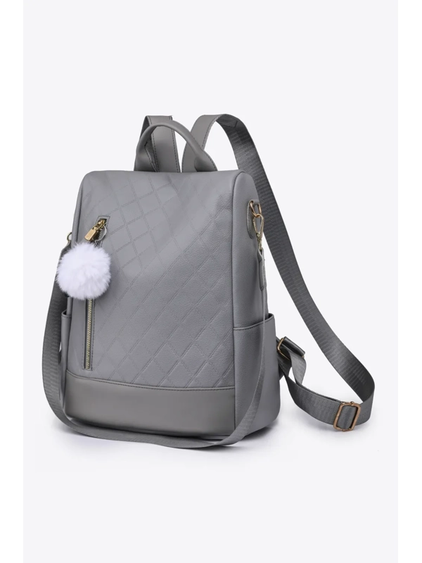 Pum-Pum Zipper Backpack - Gray