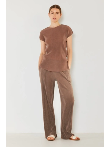 Marina West Swim Rib Pleated Elastic-Waist Wide Leg Pants