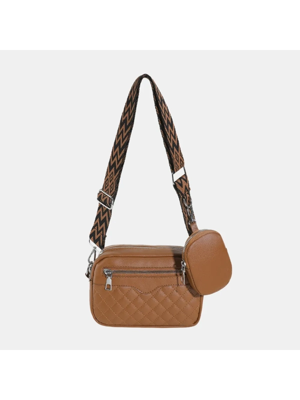 Stitching PU Leather Shoulder Bag