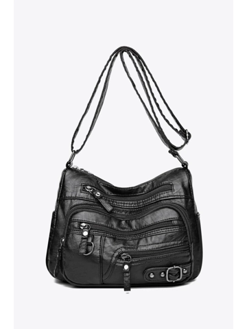 Multi-Pocket PU Leather Crossbody Bag