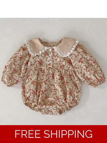 Baby  Ditsy Flower Design Long Sleeve Onesie