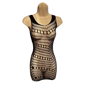 Sexy Black Mesh Style Spandex See-Thru Mini Dress