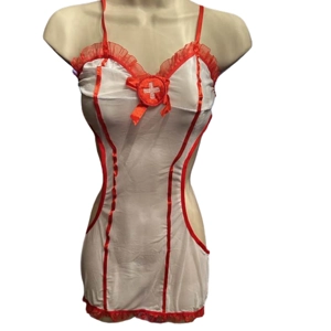 Sexy Naughty Nurse Costume Uniform Includes Dress, Matching Thong & Hat