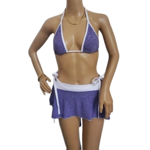 3-Piece Set with Matching Bikini Top, Skirt, & Thong