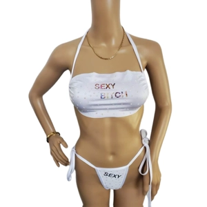 'Sexy Bitch' 2-Piece Rhinestone Thong Set