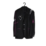 (M) Vintage 90s Reworked Black Blazer With Heart Cutouts