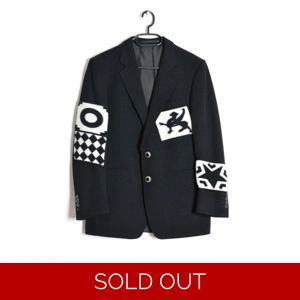 Vintage 90s Reworked Black Blazer With Fleece Dragon Patch