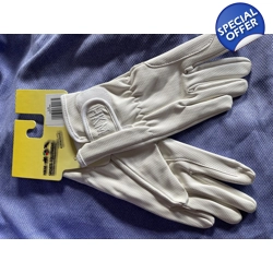 Faux Leather White Dressage Gloves