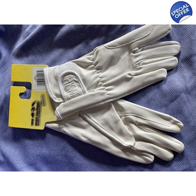 Faux Leather White Dressage Gloves