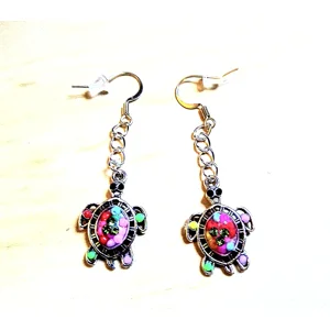 Colorful Seed Beaded Turtles in Silver or Gold