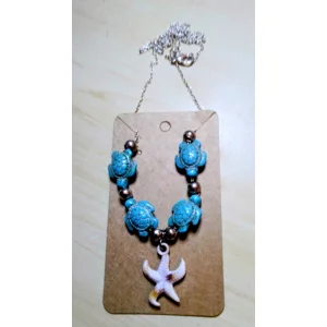 Turquoise Turtles and a Starfish and Starfish Earrings