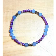Aquamarine and Purple Galaxy Sea Sediment Jasper with Silver Beads on stretch wire