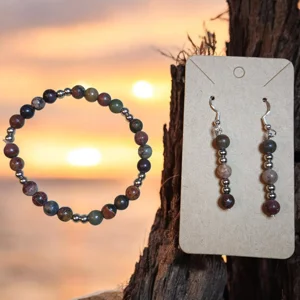Gloss & Matte Picasso Jasper and Silver Bracelets and Earrings