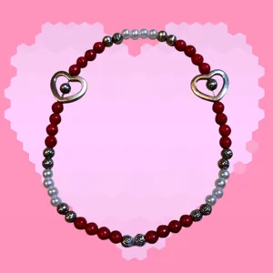 Red Jasper & White Pearl Hearts
