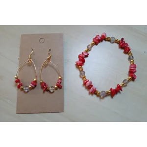 Red Coral Bracelet & Earrings