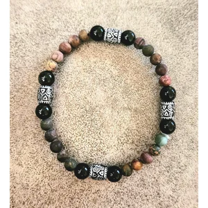 Picasso Jasper, Black Obsidian and Silver