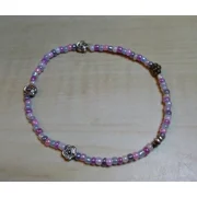 Glass Seed Beads with Rose Beads Bracelet & Earrings