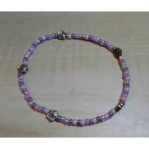 Glass Seed Beads with Rose Beads Bracelet & Earrings