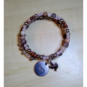 Amethyst, Rose Quartz and Moonstones Coil Bracelet