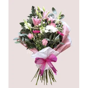 Pink Lily & Rose Tied Sheaf