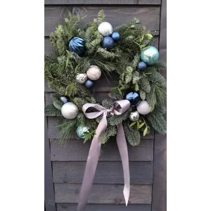 Silver & Blue Christmas Door Wreath