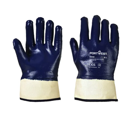 Grip Nitrile Glove Fully Dipped Safety Cuff Navy - A302 (12 pair)