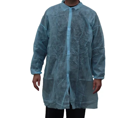 Lab Coat Disposable No Pocket PP Blue (Carton/50)