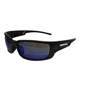 Denver Safety Glasses, Black Frame - Blue Mirror (Pack 12)