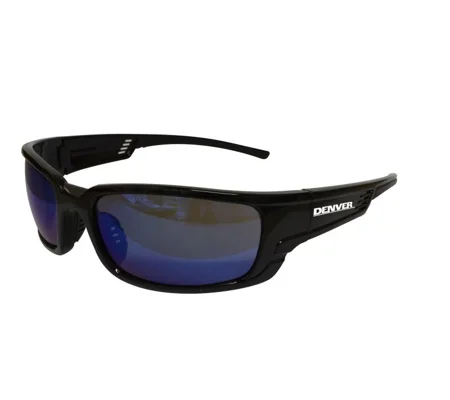 Denver Safety Glasses, Black Frame - Blue Mirror (Pack 12)