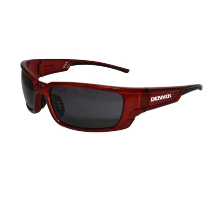 Denver Safety Glasses, Red Frame - Smoke Lens (Pack 12)