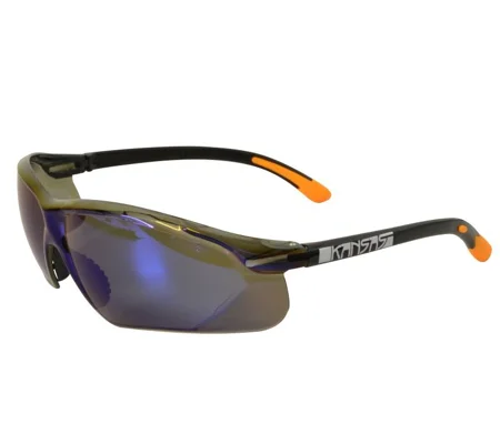 KANSAS Safety Glasses with Anti-Fog - Blue Mirror Lens