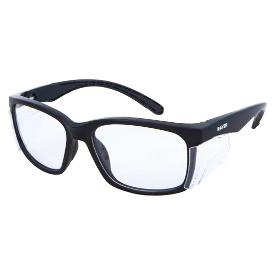 Rayzr Safety Glasses - Matte Black Frame - Clear Lens