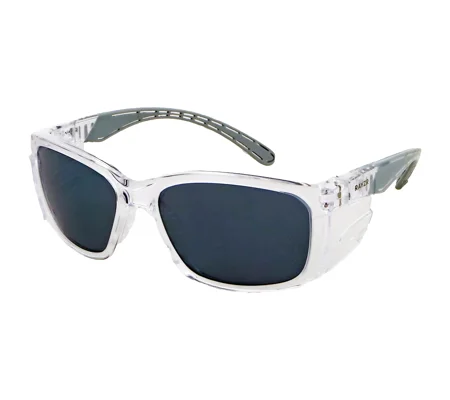 Rayzr Safety Glasses - Clear Frame - Smoke Lens