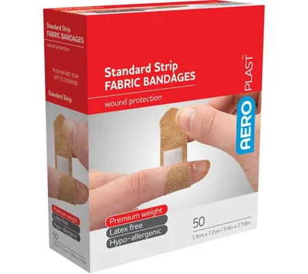 AEROPLAST Premium Fabric Bandages Strip 7.2 x 1.9cm Box/50