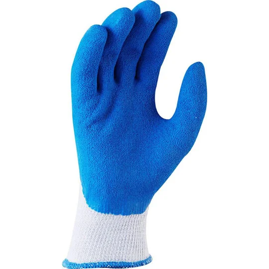 Blue Grippa Knitted Poly Cotton Glove with Blue Latex palm (12 pair)