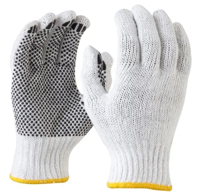 Maxisafe Bleached, Knitted Poly Cotton, Polka Dot Glove (12 Pair)