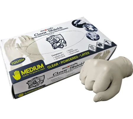Clear-Shield Latex Disposable Glove, Powdered