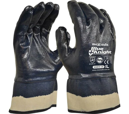 Blue Knight Nitrile Fully Dipped Gloves with Safety Cuff (12 pair)