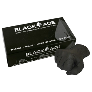 Black Ace Disposable Nitrile Gloves, Powder Free